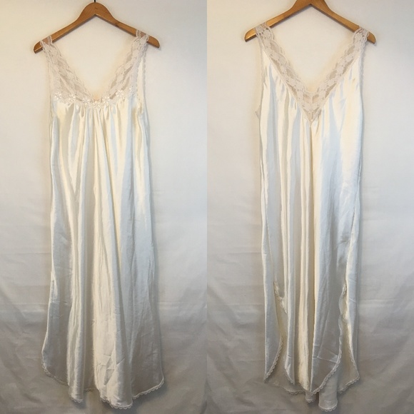 Christian Dior Other - SOLD Vintage Dior White Satin Floral Nightgown L
